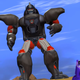 A CG version of Optimus Primal in his robot form stands on a rock against a blue sky.